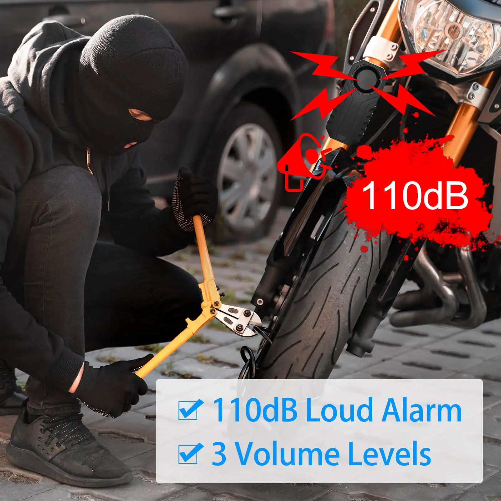 NineLeaf alarma antirrobo inalámbrica para vehículo, Detector de intrusión por vibración, resistente al agua IP55, para bicicleta, motocicleta y Scooter