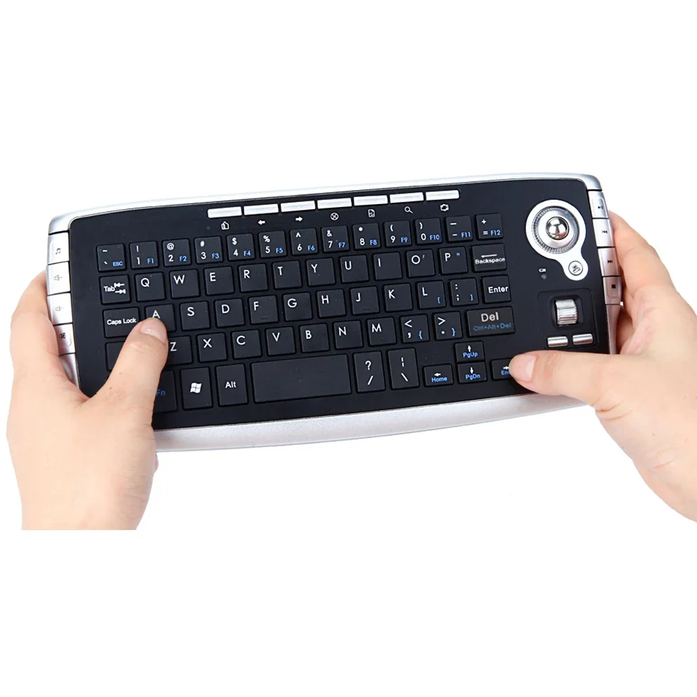 USB Wireless Trackball Keyboard with Trackball and Scroll Wheel Mini USB Keyboard