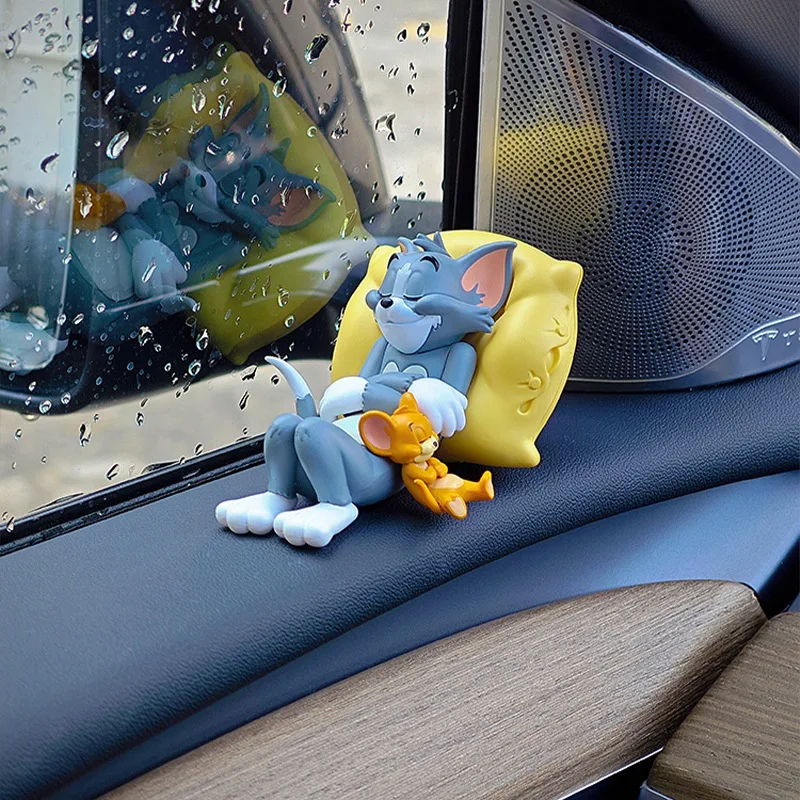 Tom Jerry Desk Shelf Ornament Car Dashboard Ornament Decoration Figurine Cute Sleeping Pose Home Decor Gift