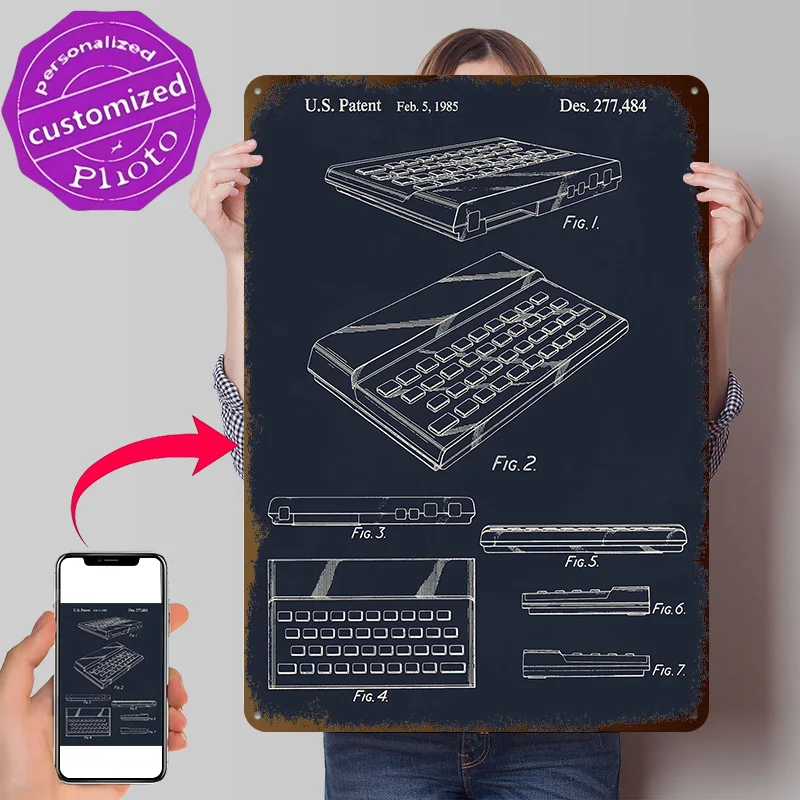 ZX Spectrum Computer 1985 Poster Retro 3D Printed Metal Signs Customized Wall Hanging Gift for Gamer Room Decoration At Home