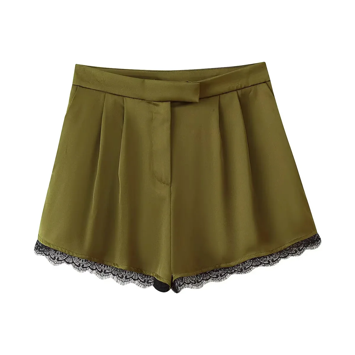 Fashionable Satin Lace Trim Casual Shorts For Women Summer New Arrival Style From