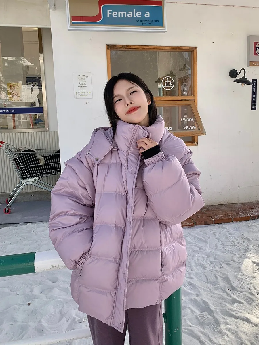 

Onelady Women's Detachable Hooded down Jaet Svel White Du down Bread Coat Faionable Winter New Sle Commute Wind