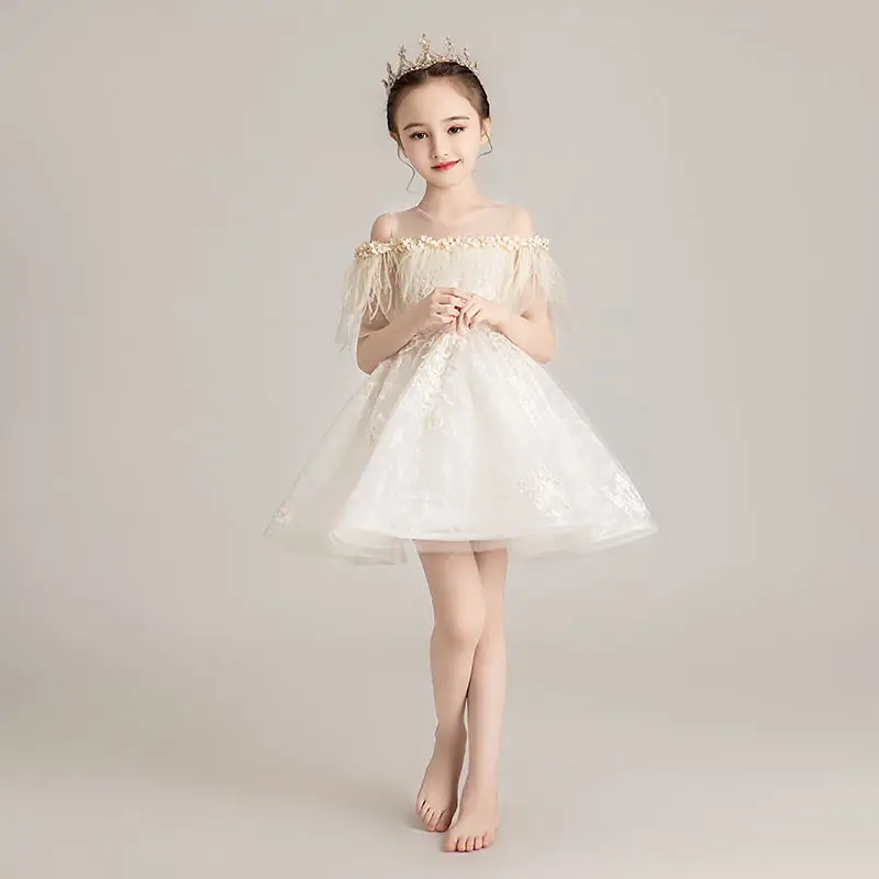 Vestido de princesa elegante infantil com flor, vestido de menina, baile, roupas de menina adolescente, casamento, festa de aniversário, noite, crianças