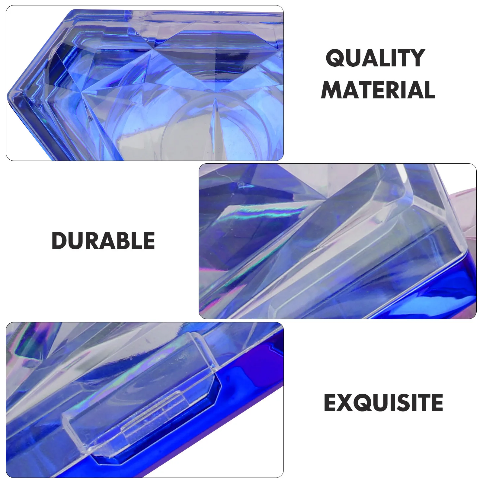 2개 세트 인조 속눈썹 상자 다이아몬드 패턴 아크릴 속눈썹 정리함 보관 케이스 안전한 메이크업 액세서리 홀더 인조 속눈썹 상자