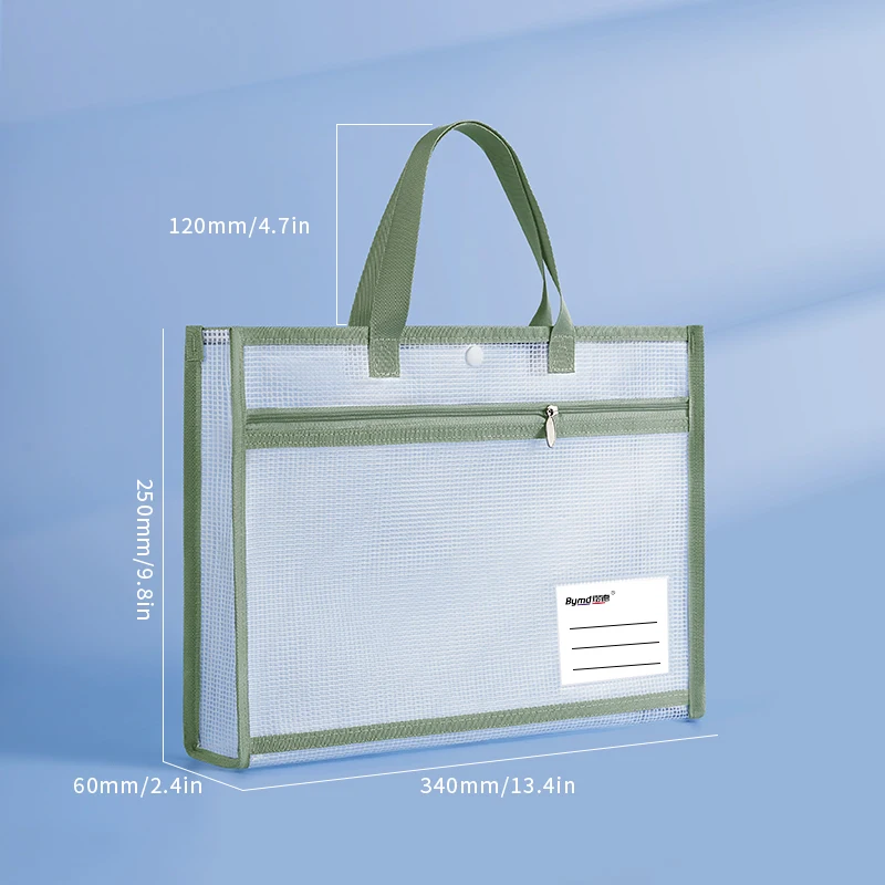 A4 Document Bag Mesh Bag Waterproof Double Layer Large Capacity Organizer Cosmetic Makeup Bag Transparent File Folders