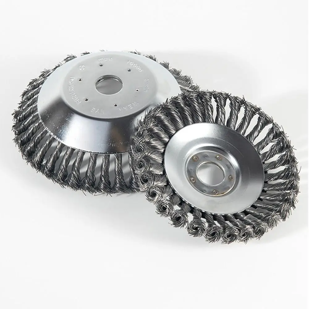 Round Weed Brush Cutter Head Knotted Steel Wire Universal Fit Lawn Mower Weeding Wheel Efficient Easy To Install