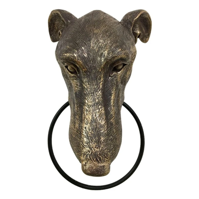 FBIL-Dog Head Door Knocker Retro Style Knockers Heavy Duty Animal Head Shaped Door Knockers For Front Door Decoration