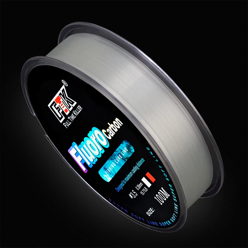 100m Fluorocarbon Fishing Lure Line 4.13-34.32LB Carbon Fiber Leader Fly Fishing Line Super Soft Line Strong Sea Fishing Line