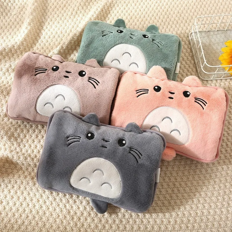 Bolsa de agua caliente eléctrica de dibujos animados, botella de agua caliente de felpa reutilizable, bolsas de agua con calefacción de carga, bolsillo de mano cálido para invierno, regalo para niña