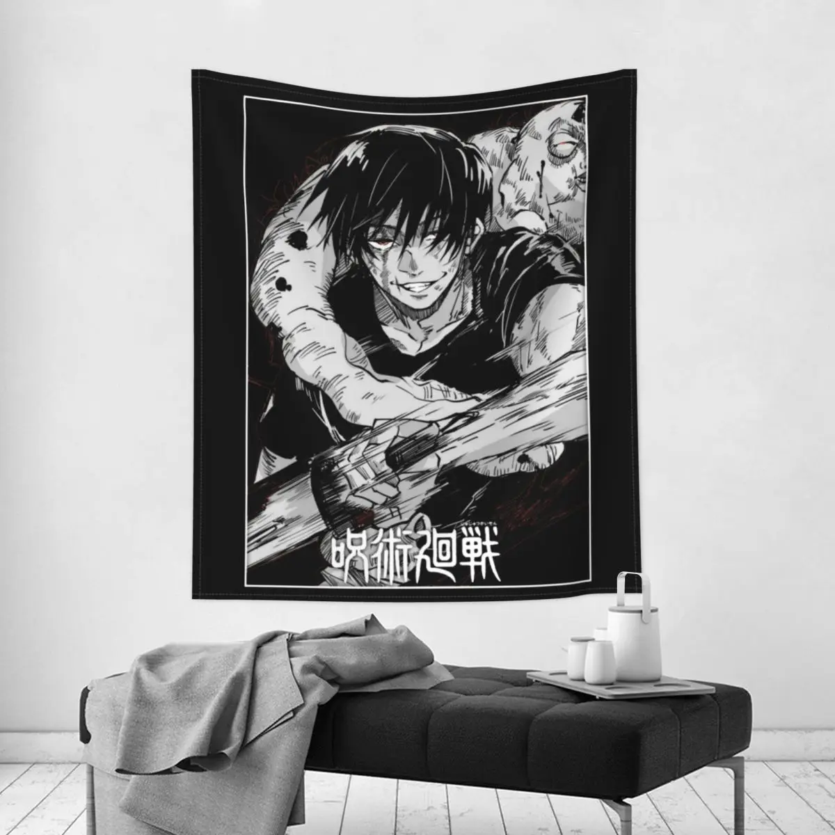 Toji Fushiguro Knife Jujutsu Kaisen Tapestry Hippie Polyester Wall Hanging Room Decor Curtain Art Wall Blanket