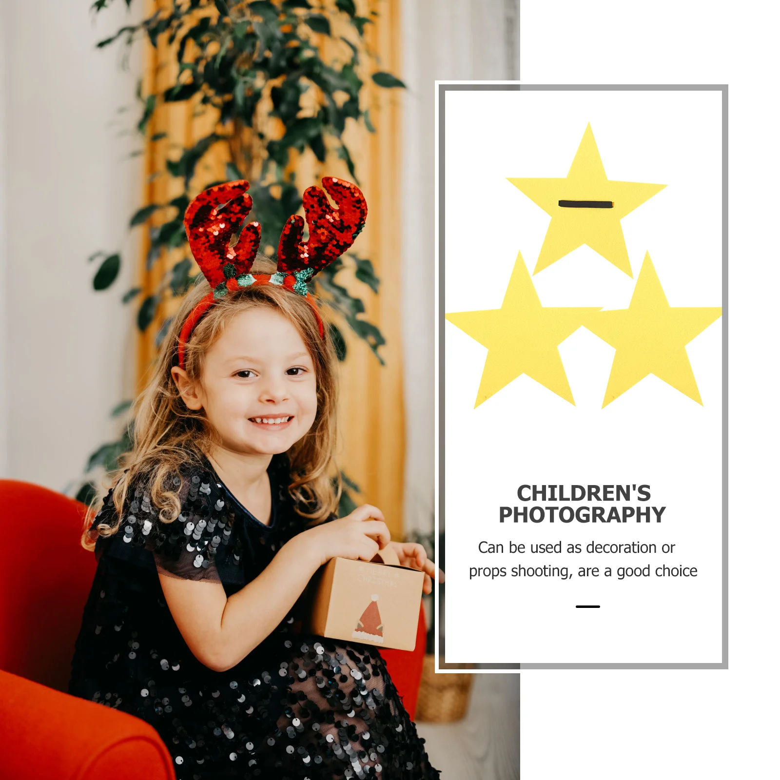 

3pcs Hand Held Felt Star Cutouts Lightweight Party Decorations For Stage Performance Star Shaped Photo Prop Scene Adornment