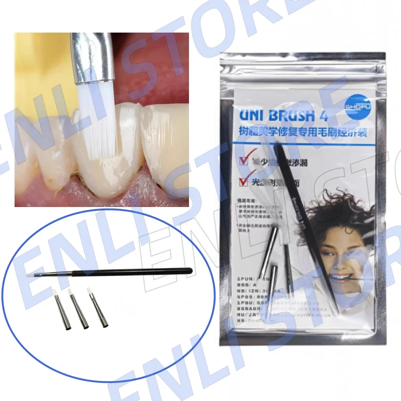 

SHOFU Refill Pack Dental Resin Repair Special Brush Uni Brush 4# Black Handle and 3 Brush Tips for Resin Product Restoration