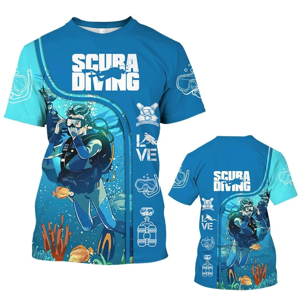 Scuba Diving Explore The Underwater T Shirt Men Outdoor Sport Tops Tee Shirts Fashion 3D Printed SCUBA Dive T-shirt Short Sleeve