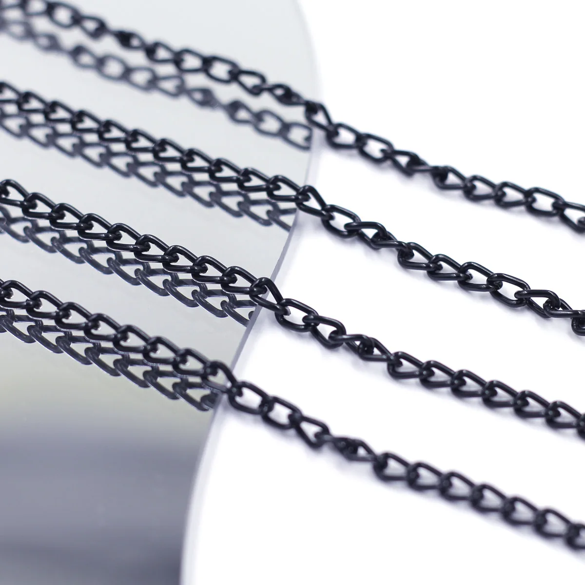 

5M/10M Aluminum Chains Links-Opened Curb Oval Black For Charm Necklaces Bracelets Jewelry DIY Accessories 6mm