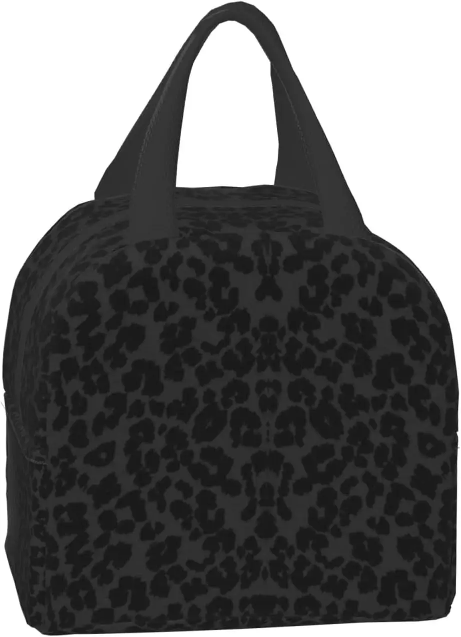 Lunch Bag for Women Men Black Leopard Insulated Lunch Box for Adult Reusable Lunch Tote Bag for Work Picnic or Travel