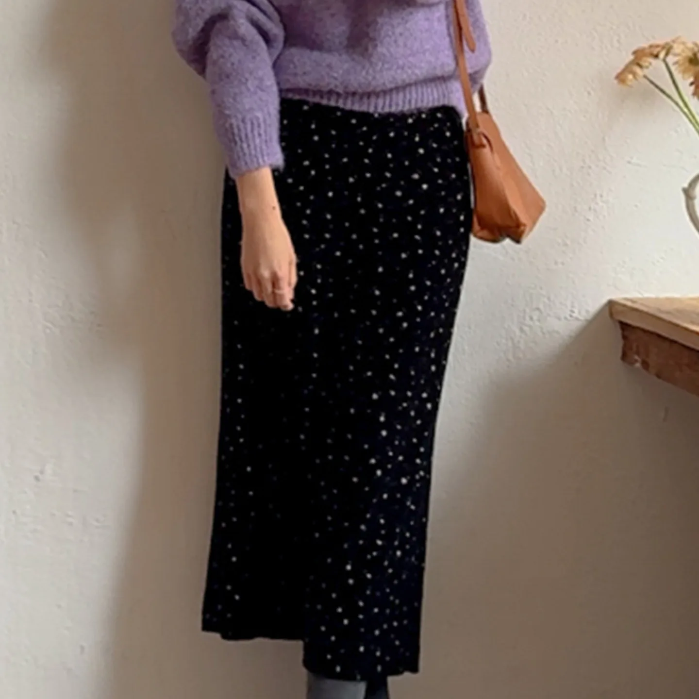 Ele romantique velours broderie florale taille élastique jupe femmes Ciwalk taille haute a-ligne jupe en Fiber de Polyester