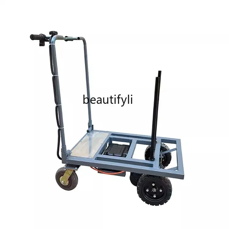 Electric portable folding flatbed truck to pull sand cement tiles into the elevator truck construction site loading truckHY