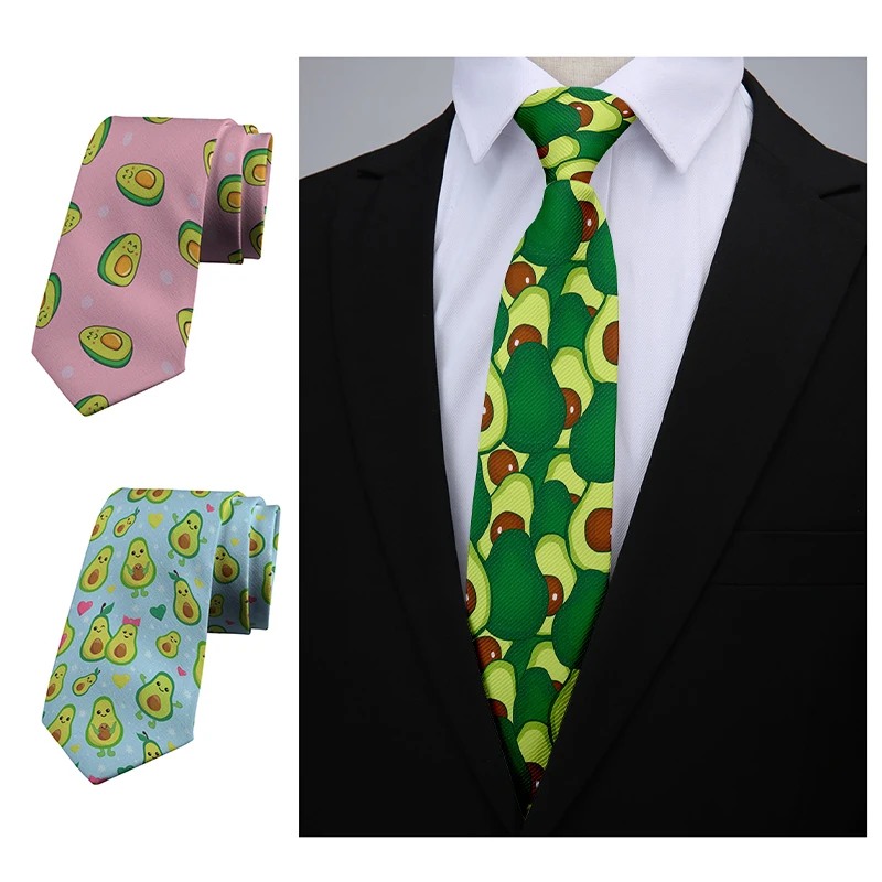 

Fashion avocado 3d printed tie men's funny and cute 8 cm wide polyester high-quality tie casual party shirt accessories