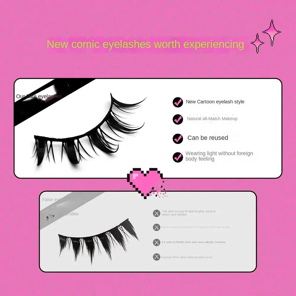 7 Paar weiche, flauschige Manga-Wimpern, 3D-Augen-Make-up im natürlichen Look, Anime-Falsche Wimpern, Kreuz, dünne, stachelige Wimpern, Schönheit