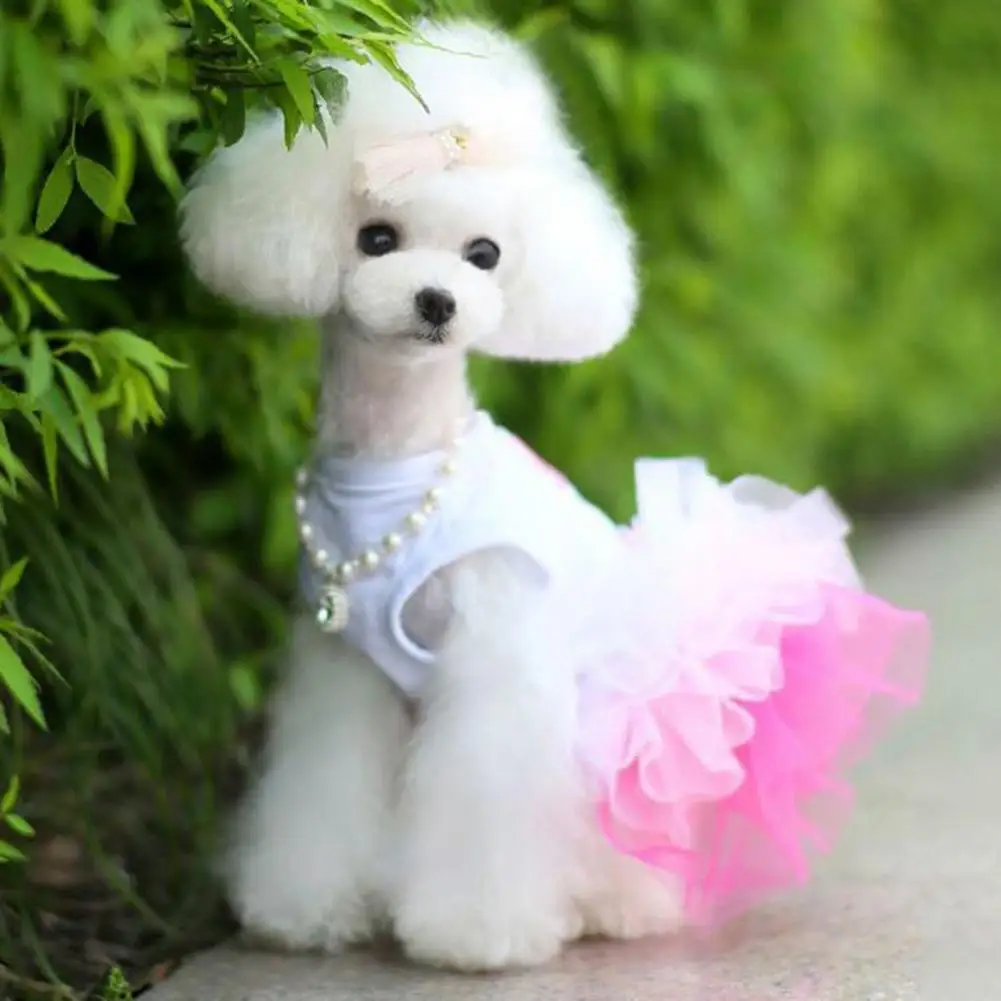 Pet Dress Love-hearts Pattern Skirt Gradient Colour Cotton Summer Pet Dog Princess Skirt Wedding Dress For Walking Party Clothes