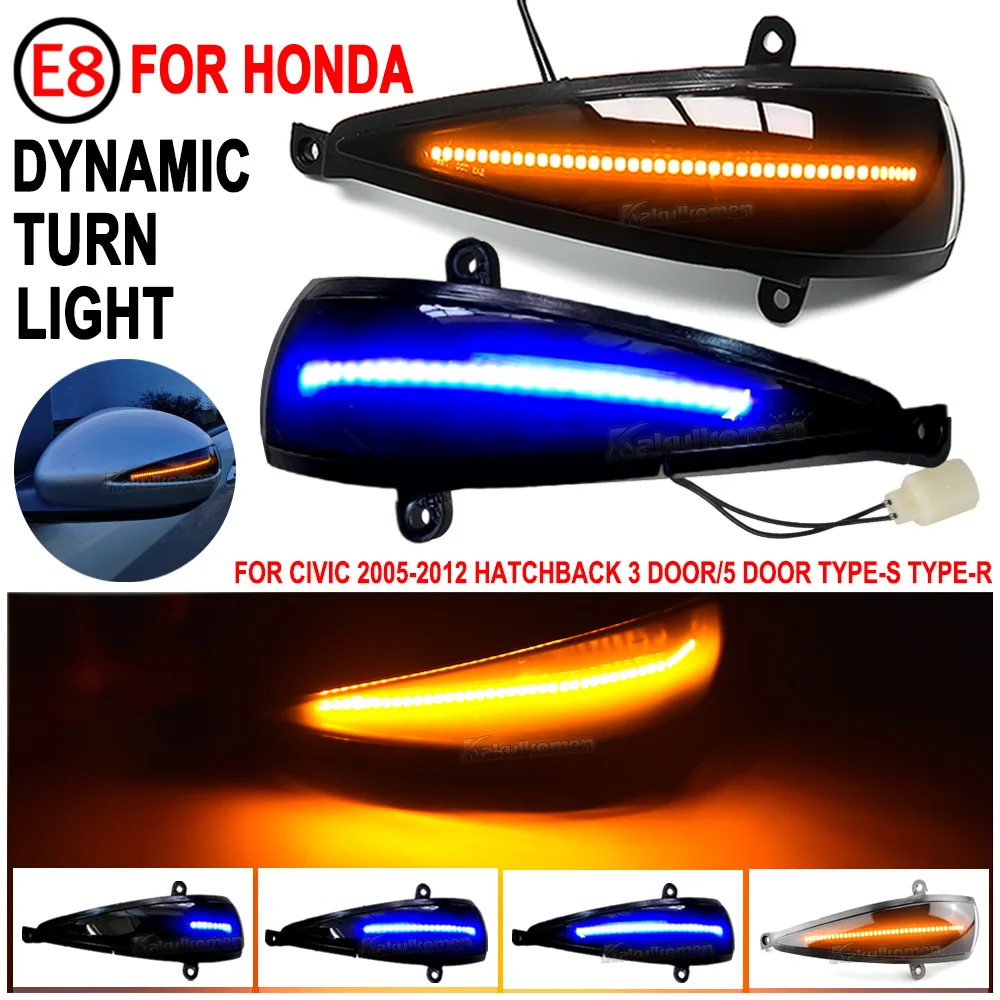 2X Dynamic Blinker LED Turn Signal Light Indicator Side Mirror Lamp For Honda Civic 8th MK8 Hatchback 3D 5D 2006 2012 FN2 FN FK