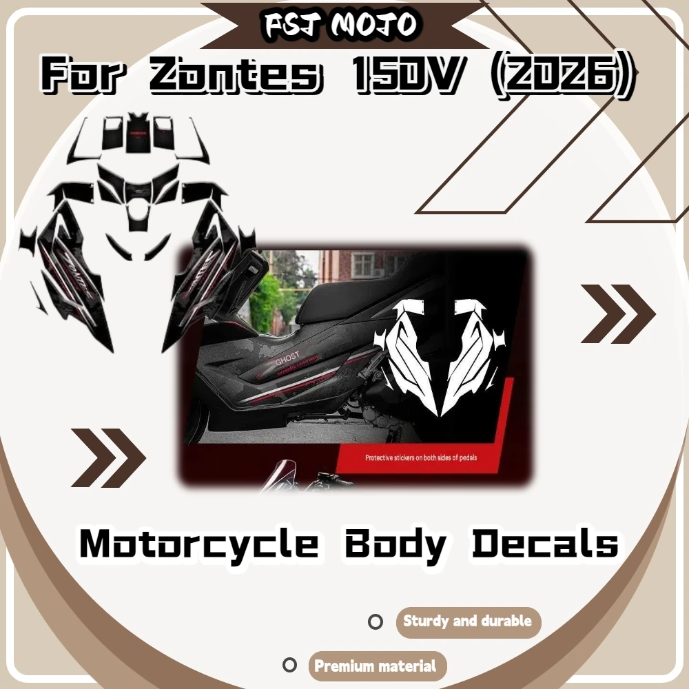 For ZONTES 150V 2026 Durable Body Armor Decal Anti‑Wear Fuel Tank Protective Sticker Motorcycle Mod Accessories