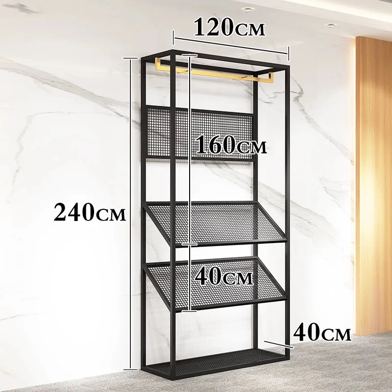 Rak Display Logam Modern untuk Toko Ritel, Rak Pakaian Pria, Rak Pajangan Jas