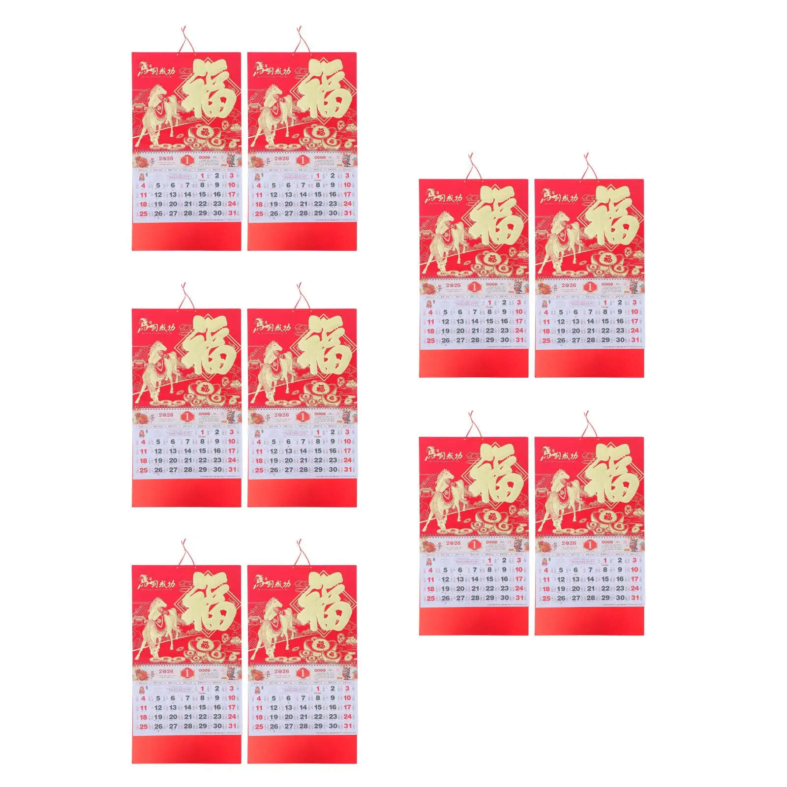 

5pcs Set of 5 Birthday Reminder Calendar Chinese Lunar Daily 2026 New Year Hanging Traditional