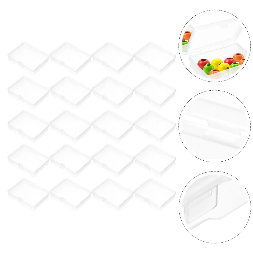 30 Pcs Hinged Cover Transparent Bead Box Beads Storage Boxes with Lids Pp Condiment Containers Mini Plastic