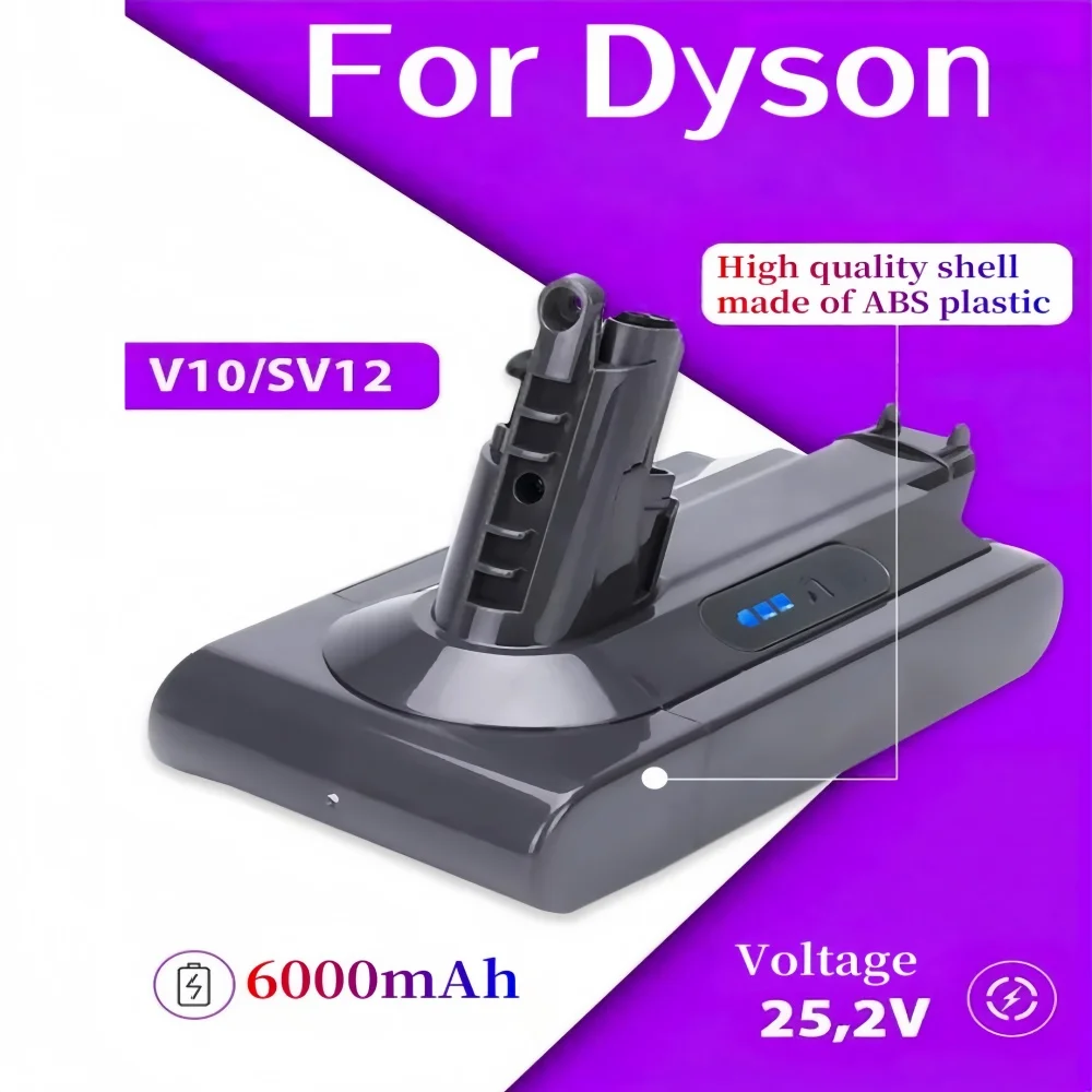 For Dyson V6/V7/V8/V10 8000mAh 21.6V Lithium-ion Rechargeable Vacuum Cleaner Battery Replacement for V8 Series