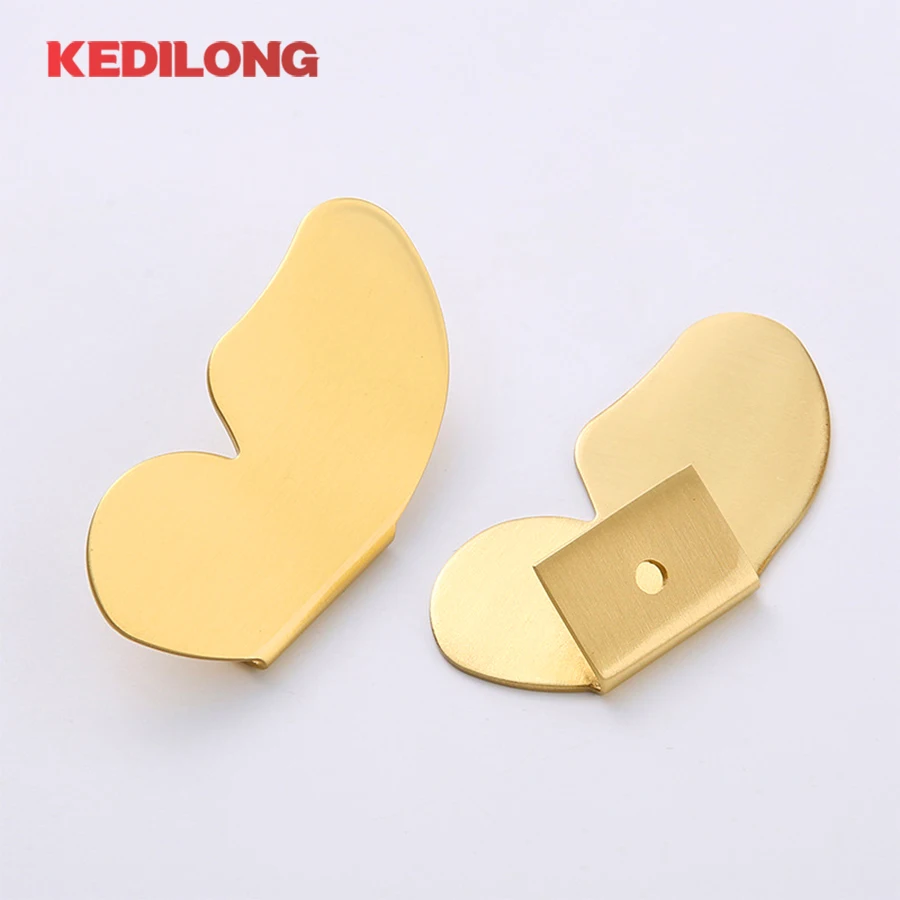 KEDLO زوج واحد من مقبض المطبخ ذو الشخصية الإبداعية والبساطة الحديثة على شكل فراشة بدون حفر بمقبض ذهبي ومقبض سحب للدرج