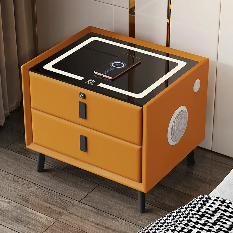 Minimalist Intelligent Nightstands Organizer Furniture Cabinets Bedroom Wireless Charge Fingerprint Lock Bluetooth Audio