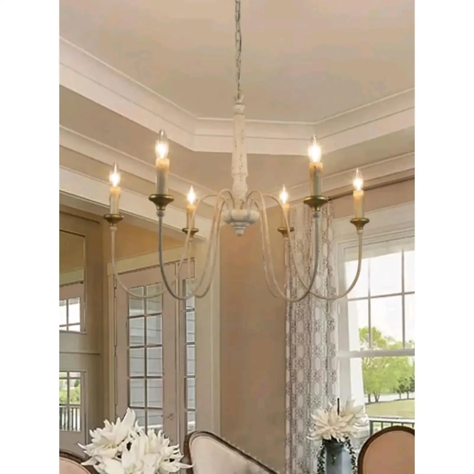 American rural solid wood stairwell chandelier
