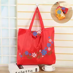 Folding Tote Shopping Bag Women Men Casual Eco Reusable Shopping Flower Button Pouch Case Travel Solid Handbag shopper bags