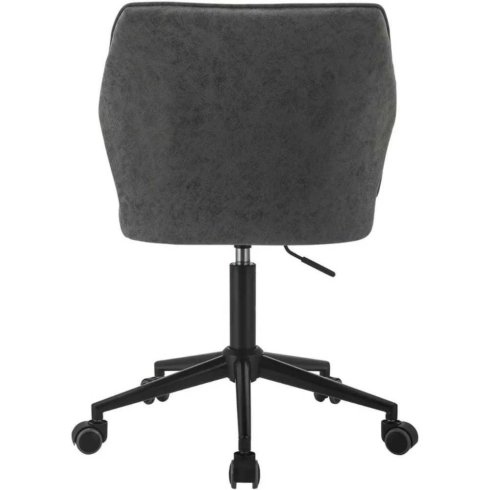 كرسي مكتب دوار Benjara BM251041 مع خياطة وقاعدة نجوم باللون الرمادي