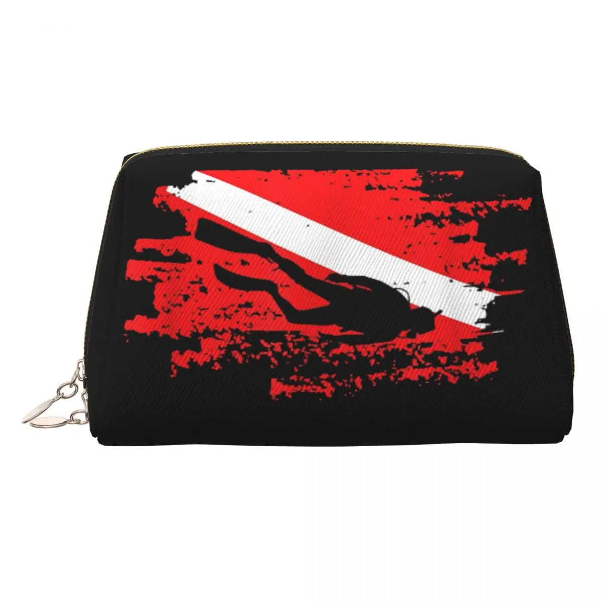 Scuba Diving Diver Down Flag Marine Diver Dive Women Cosmetic Bags Travel Makeup Organizer Pouch Toiletry Storage Dopp Kit Case