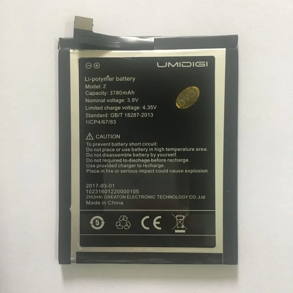 Umi Z Battery UMIDIGI  High Quality Original Large Capacity 3780MAh Back Up For UMI  Smart Phone  Replacement