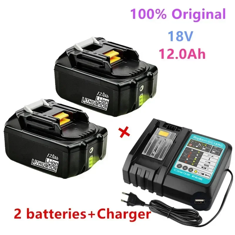 2024Original For Makita 18V 12000mAh Rechargeable Power Tools Battery with LED Li-ion Replacement LXT BL1860B BL1860 BL1850