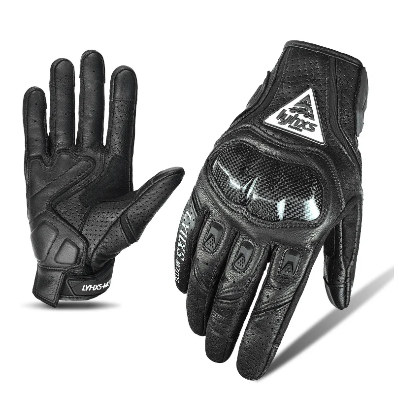 

Дышащие кожаные мотоциклетные перчатки из углеродного волокна, защита от падения, для езды по бездорожью, с сенсорным экраном Luvas