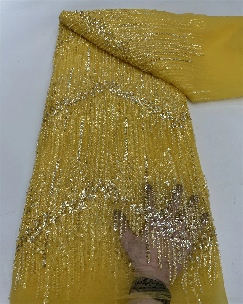 Tecido de renda francês luxuoso de alta qualidade 2025 mais recente tecido de renda de lantejoulas africanas para costura de vestido de casamento