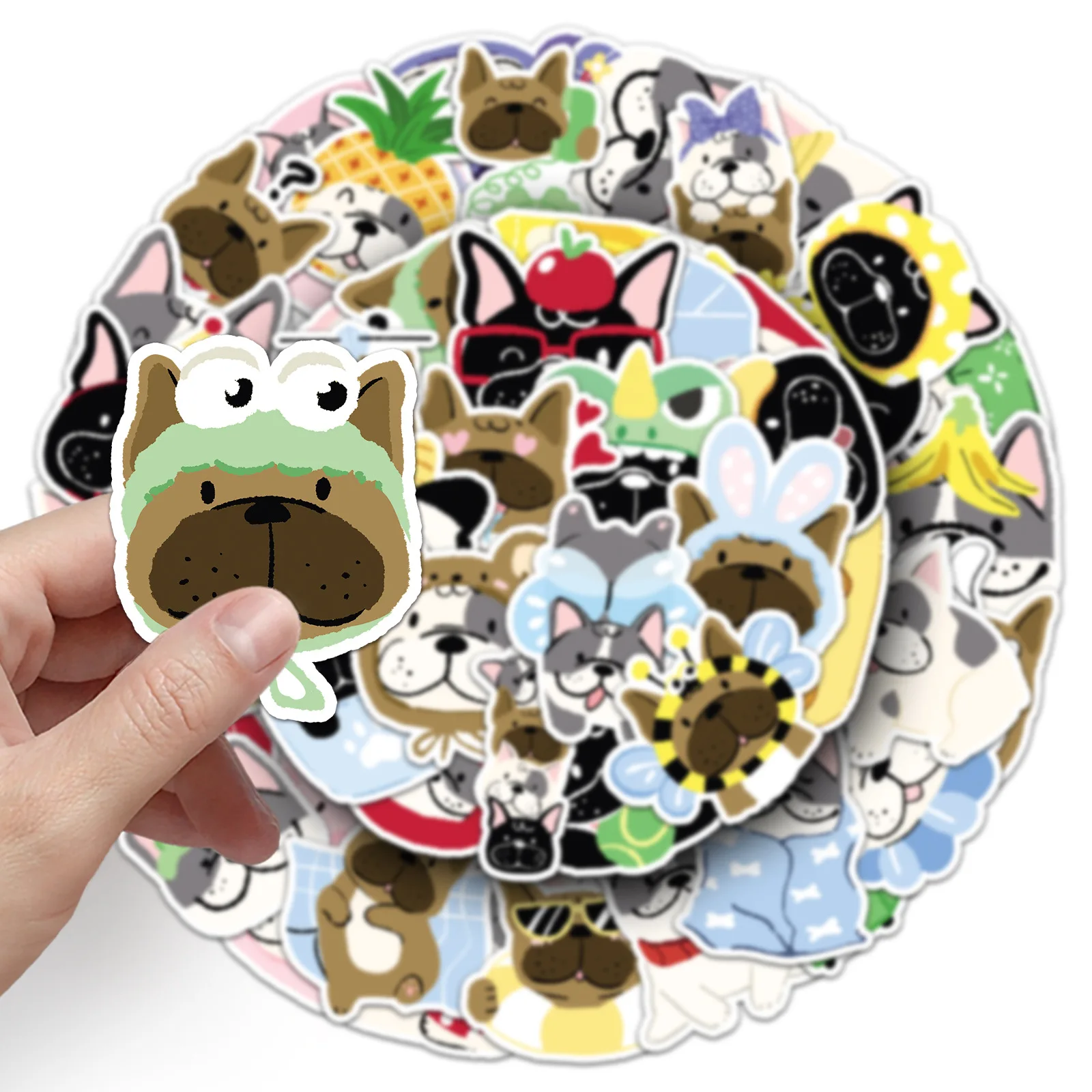 

50PCS Cartoon Cute Pet Dog French Bulldog Sticker Creative DIY Water Cup Refrigerator Laptop Waterproof Graffiti Decal Toys