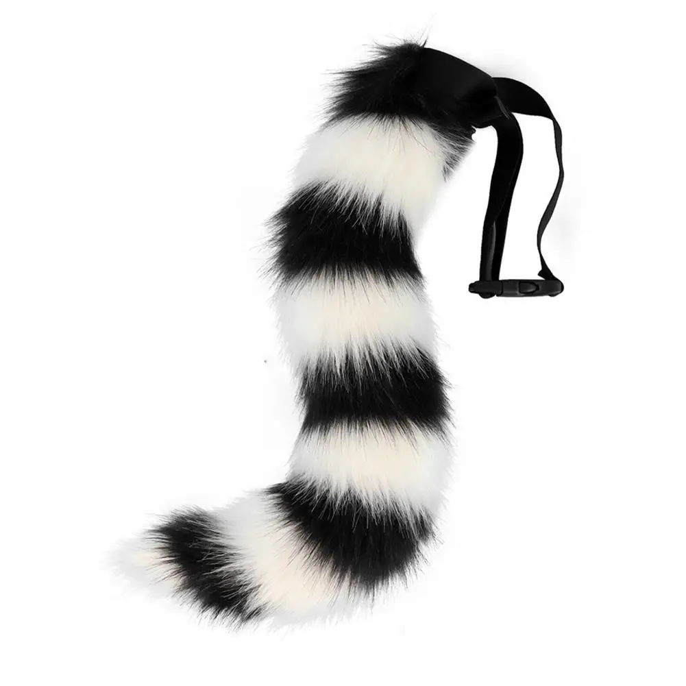 Fake Cat Tail Soft Fuzzy Plush Fox Tail Costume Prop with Adjustable Waistband for Cosplay Dance Performances Paty Costumes