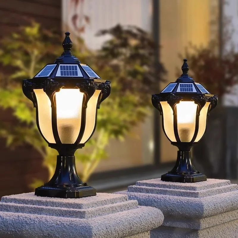 

European Style Dual-Purpose Outdoor Solar Energy Lamp Waterproof Villa Gate Courtyard Doorpost Wall for Outdoor Pillar Lights