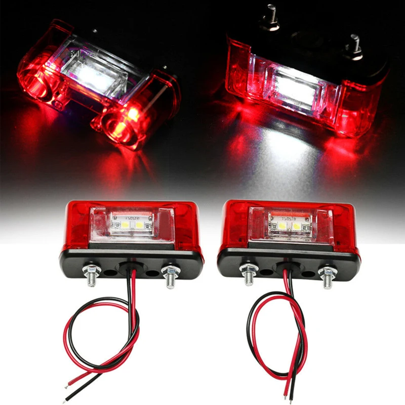 

2Pcs 12-24V Rear Tail License Plate Light for Car Trunk Trailer Lorry IP65 Waterproof LED Number License Car Lamp Universal