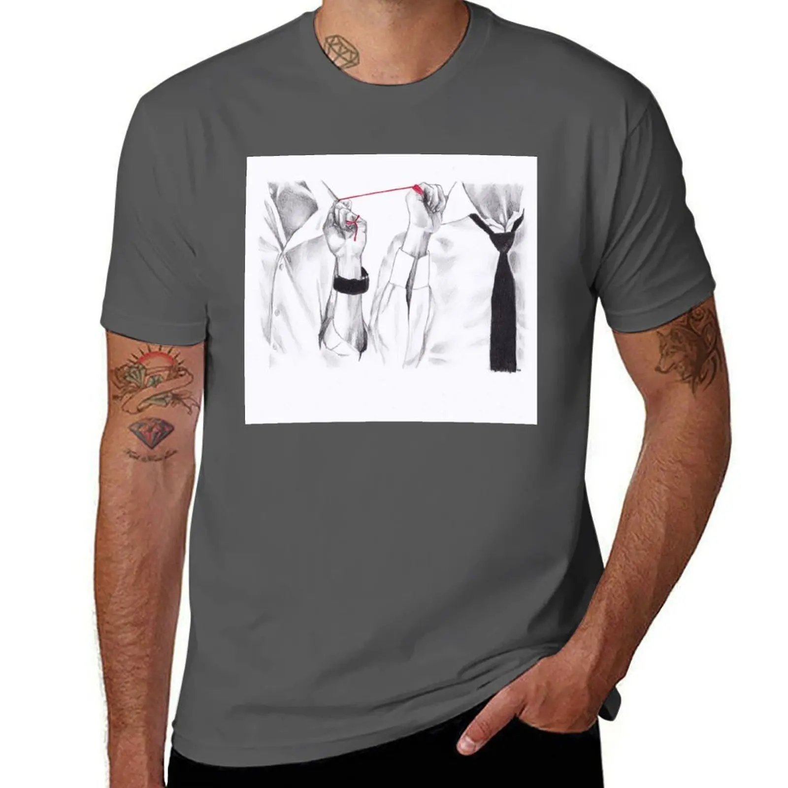 

BounPrem Red Thread (Sketch) T-Shirt funny t shirts man black cotton t-shirt plain for man package T-Shirt