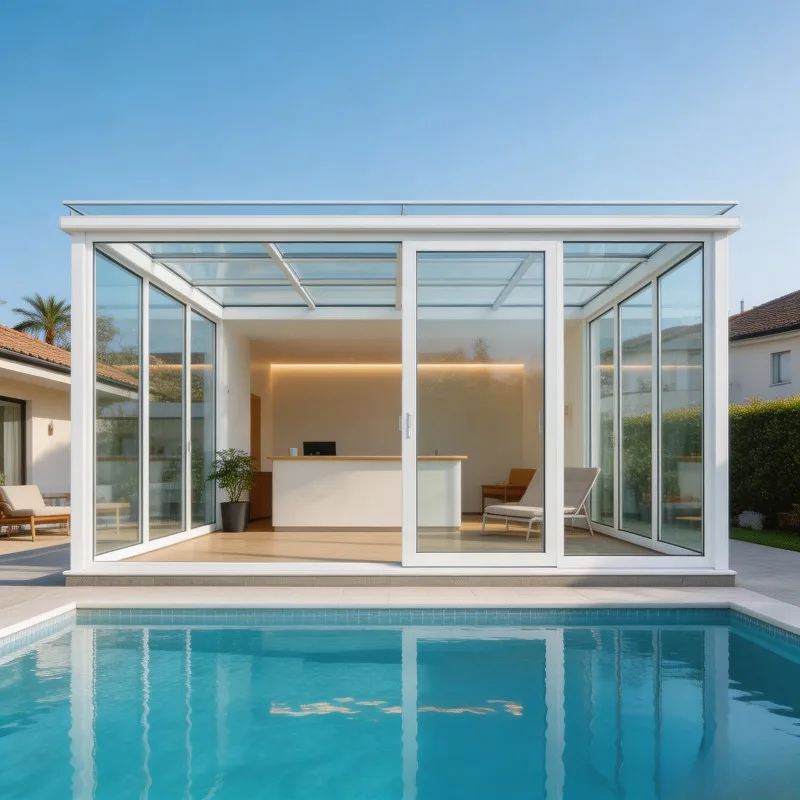 For Villa Garden Aluminum Sunroom Glass House Outdoor Conservatory Double Tempered Glass Waterproof Patio Room Work Use