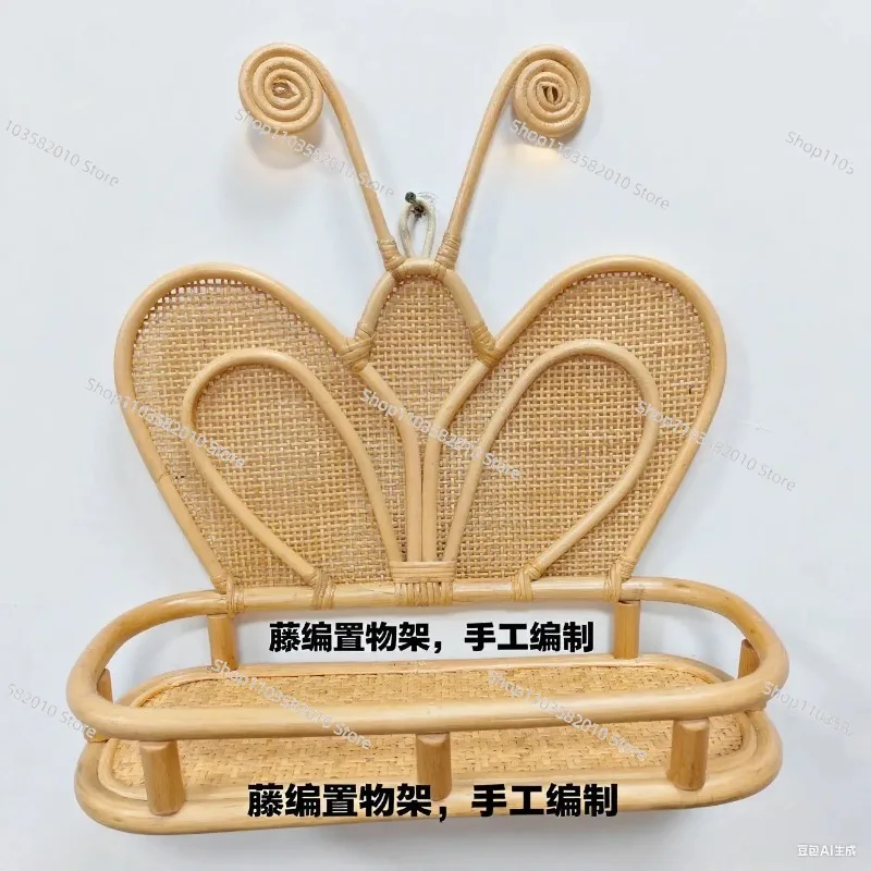 Rattan Hanger Retro Storage Rack - Wall Hanging Shelf & Bookshelf