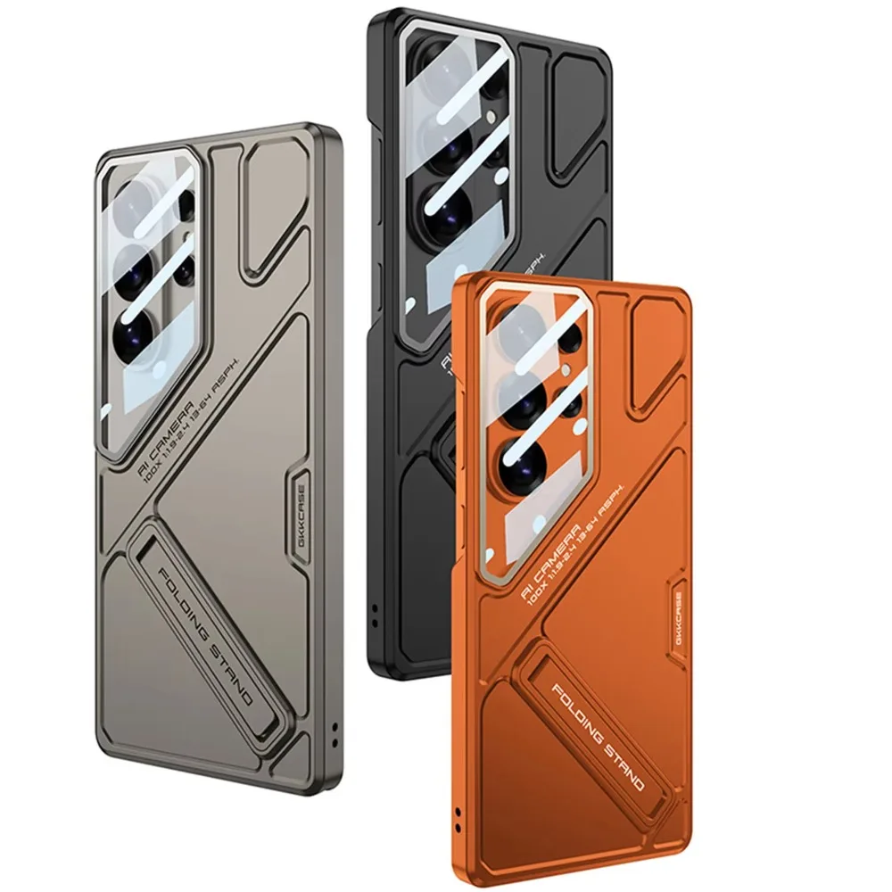 Mecha Style Cool Shockproof Geometric Case For Samsung S26 S25 S24 S23 Ultra Foldable Kickstand Camera Lens Protective Cover