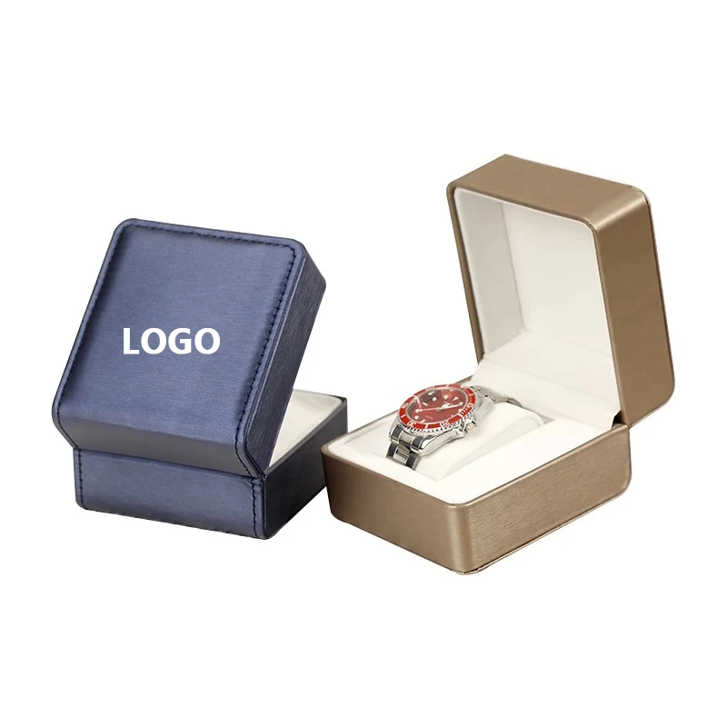 Brushed Metal Color Watch Case Box Free Customized Logo Storage Package Gift Boxes High Grade Craftsmanship of Front Flip Cover