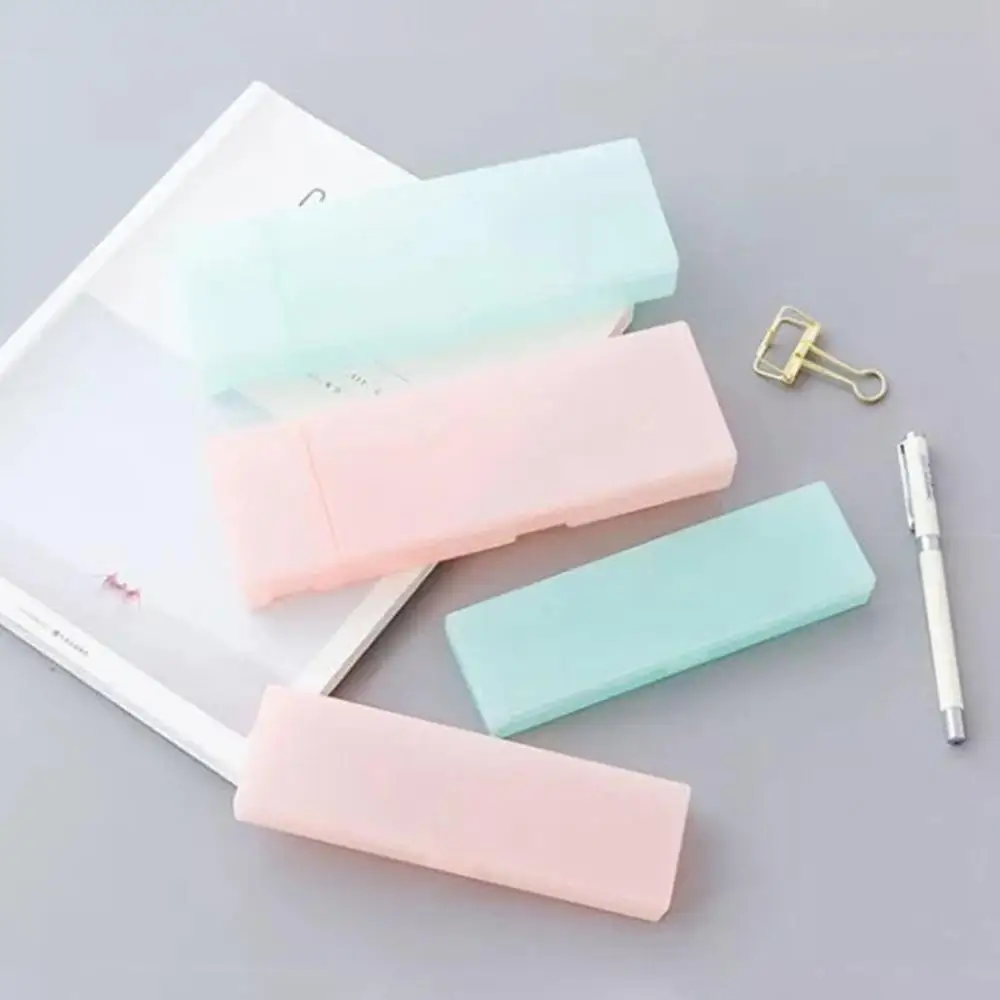 1 pcs Simple for Students Frosted PP Material Translucent Stationery Case School Office Supplies Pencil Cases Storage Box